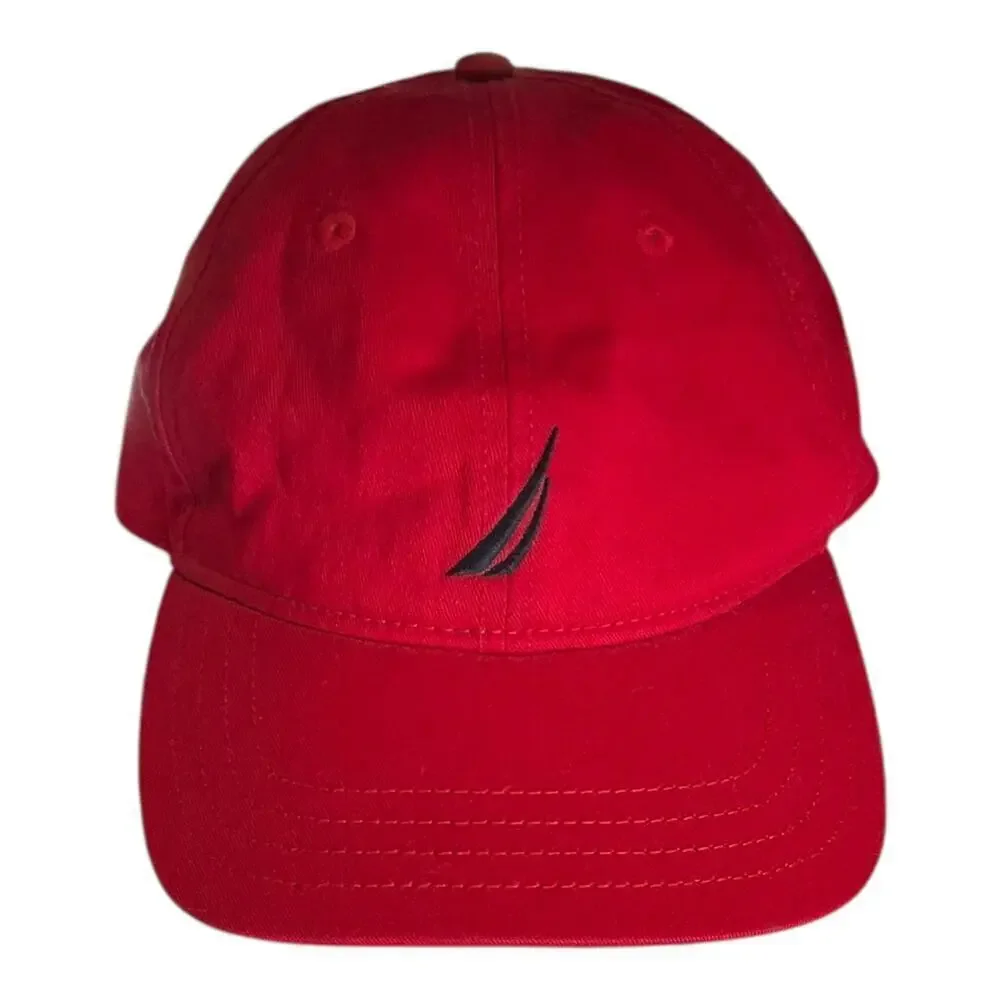 NAUTICA Baseball Cap Red Blue One Size 100% Cotton Used Outdoor Active